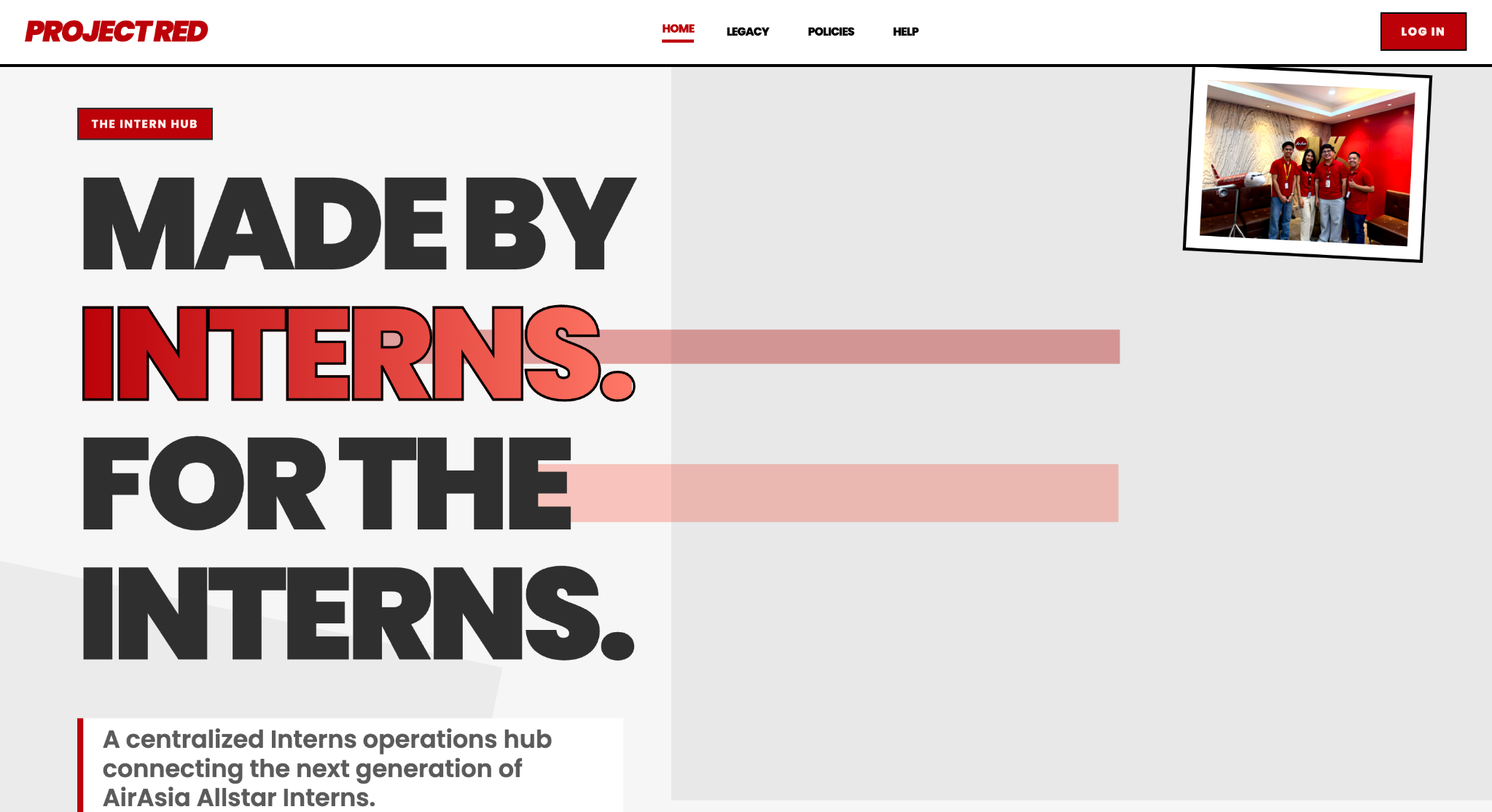Project RED’s homepage, a shared hub for AirAsia interns